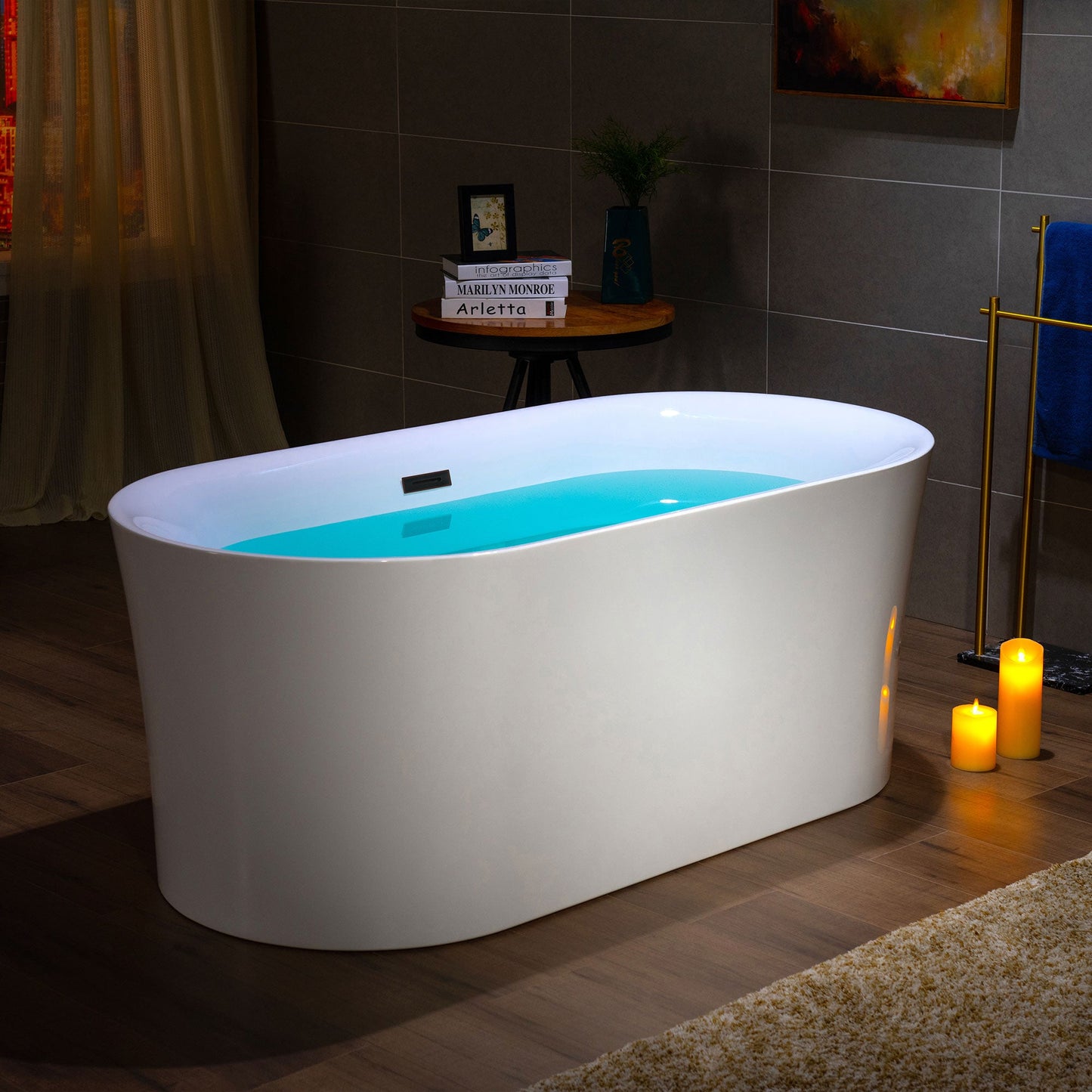 WOODBRIDGE 59" Acrylic Freestanding Bathtub Contemporary Soaking Tub