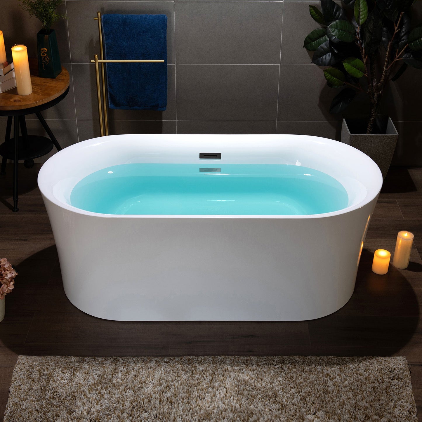 WOODBRIDGE 59" Acrylic Freestanding Bathtub Contemporary Soaking Tub