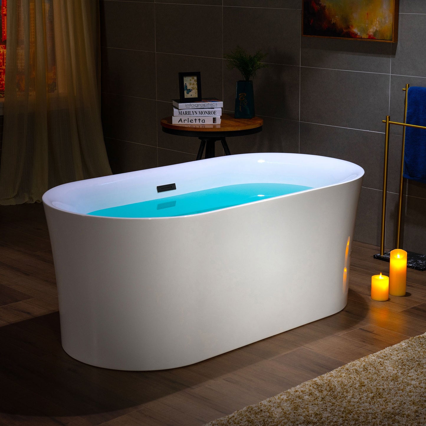 WOODBRIDGE 59" Acrylic Freestanding Bathtub Contemporary Soaking Tub
