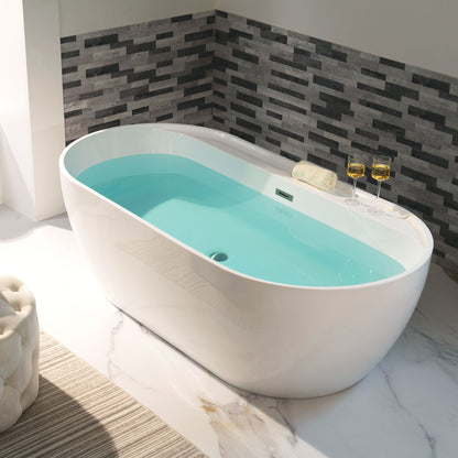 WOODBRIDGE 72" Acrylic Freestanding Bathtub Contemporary Soaking White Tub