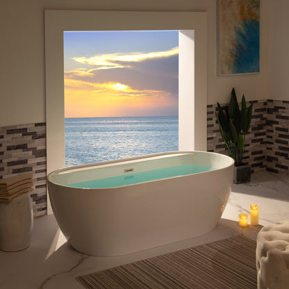WOODBRIDGE 72" Acrylic Freestanding Bathtub Contemporary Soaking White Tub