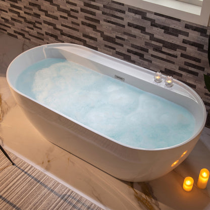 WOODBRIDGE 72" Acrylic Freestanding Bathtub Contemporary Soaking White Tub