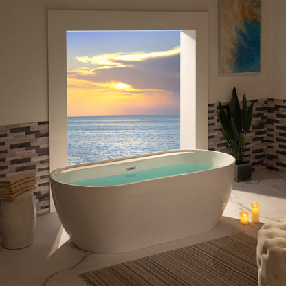 WOODBRIDGE 72" Acrylic Freestanding Bathtub Contemporary Soaking White Tub