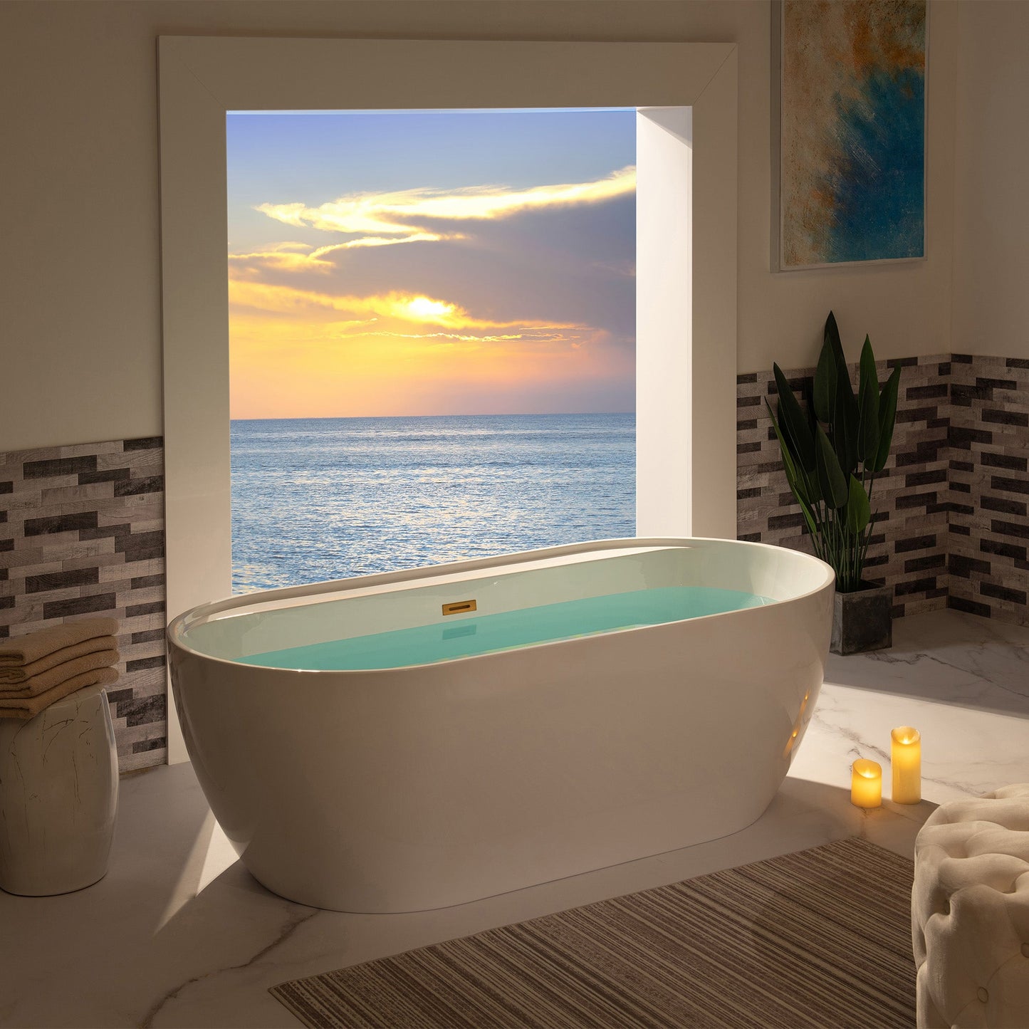 WOODBRIDGE 72" Acrylic Freestanding Bathtub Contemporary Soaking White Tub