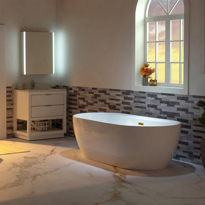 WOODBRIDGE 72" Acrylic Freestanding Bathtub Contemporary Soaking White Tub