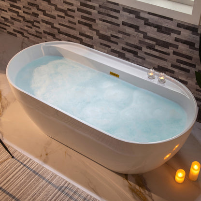WOODBRIDGE 72" Acrylic Freestanding Bathtub Contemporary Soaking White Tub