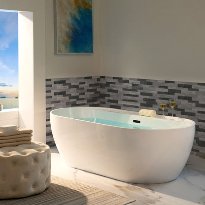 WOODBRIDGE 72" Acrylic Freestanding Bathtub Contemporary Soaking White Tub