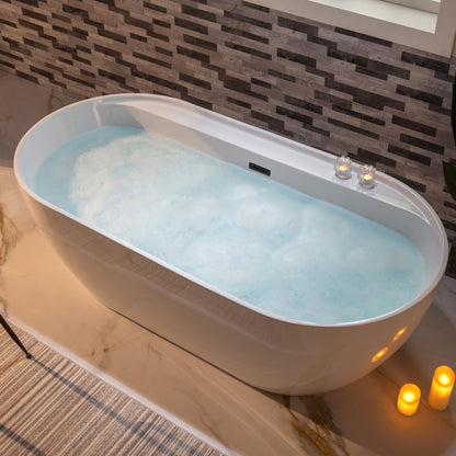 WOODBRIDGE 72" Acrylic Freestanding Bathtub Contemporary Soaking White Tub