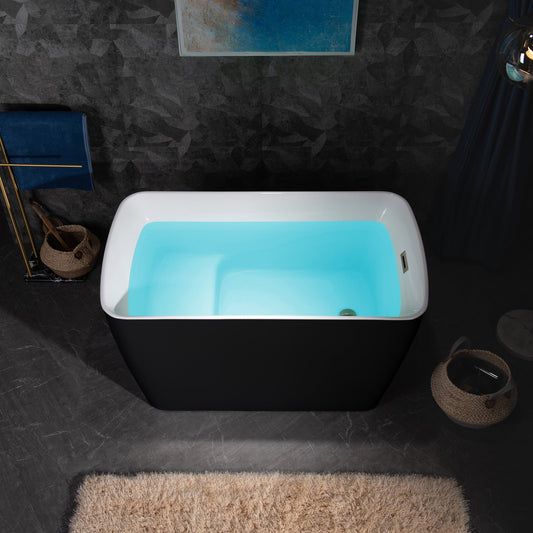 WOODBRIDGE 48" Acrylic Freestanding Square Contemporary Soaking Tub with Pre-molded Seat