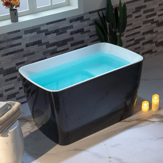 WOODBRIDGE 48" Acrylic Freestanding Square Contemporary Soaking Tub with Pre-molded Seat