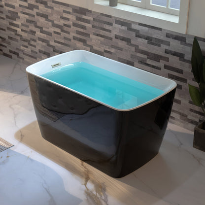 WOODBRIDGE 48" Acrylic Freestanding Square Contemporary Soaking Tub with Pre-molded Seat