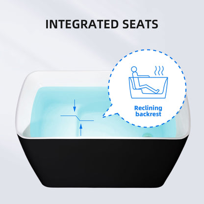 WOODBRIDGE 48" Acrylic Freestanding Square Contemporary Soaking Tub with Pre-molded Seat