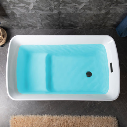 WOODBRIDGE 48" Acrylic Freestanding Square Contemporary Soaking Tub with Pre-molded Seat