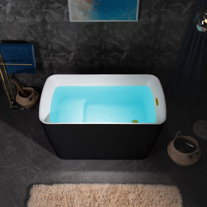 WOODBRIDGE 48" Acrylic Freestanding Square Contemporary Soaking Tub with Pre-molded Seat