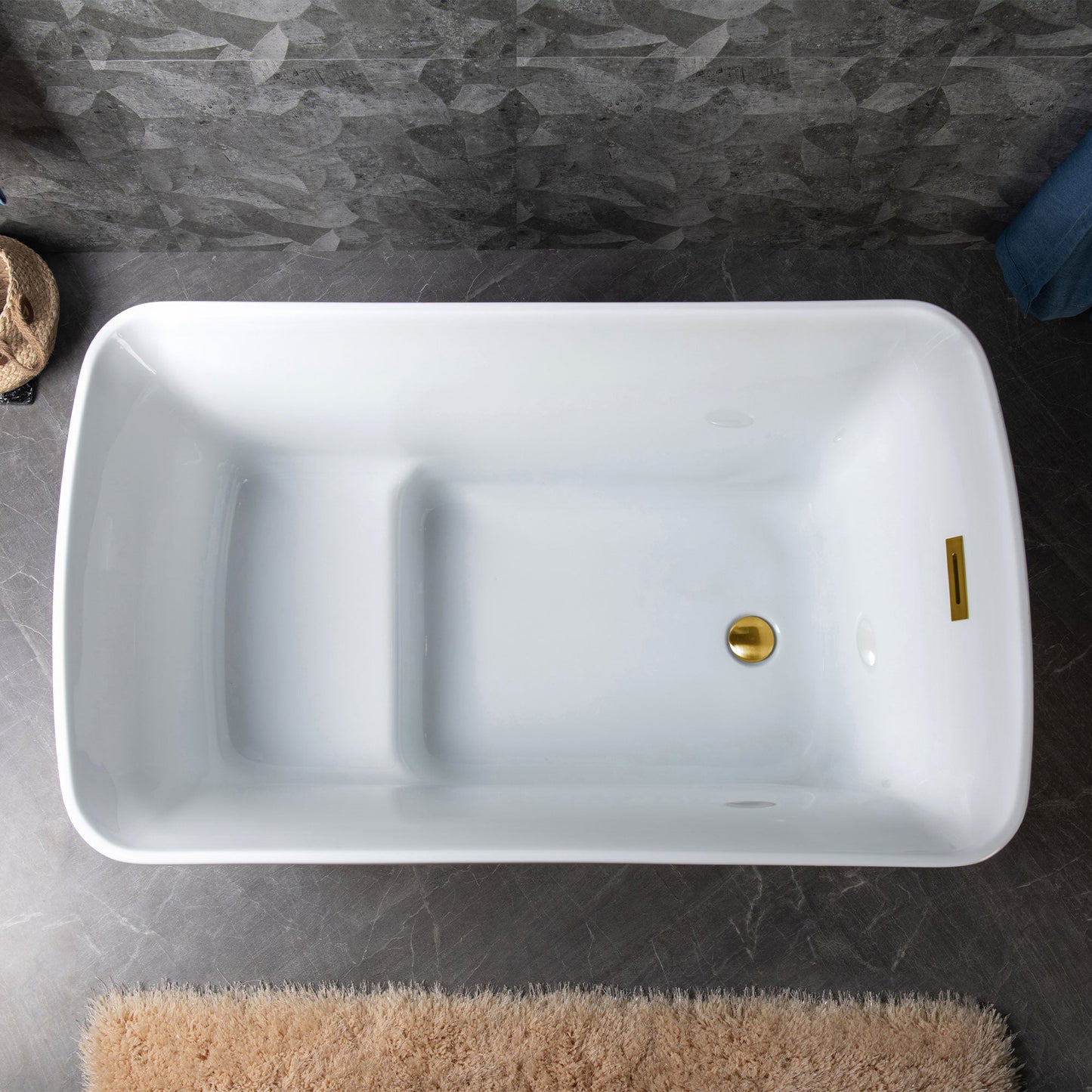 WOODBRIDGE 48" Acrylic Freestanding Square Contemporary Soaking Tub with Pre-molded Seat