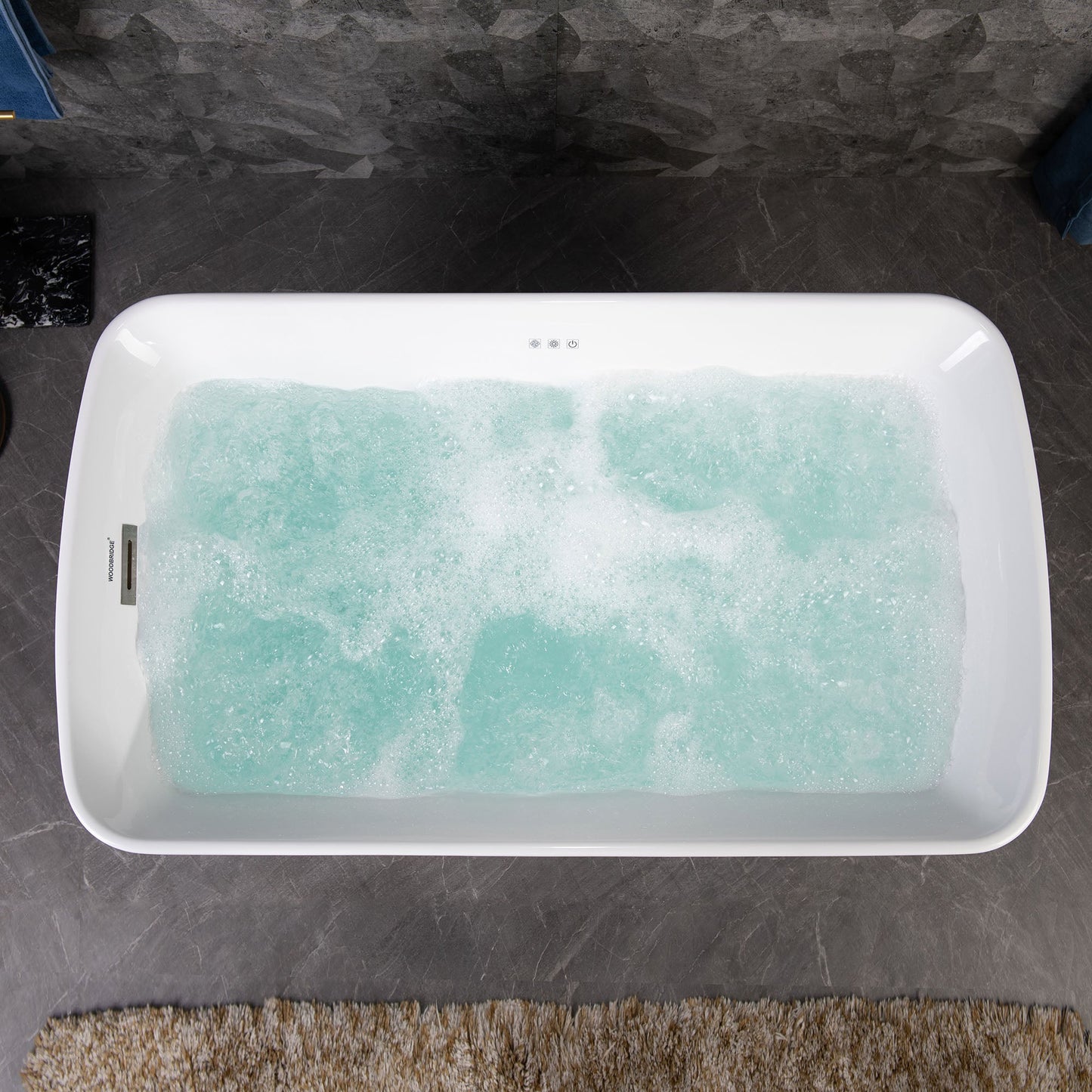 WOODBRIDGE 48" Acrylic Freestanding Rectangular Air Bath Bathtub with Pre-molded Seat