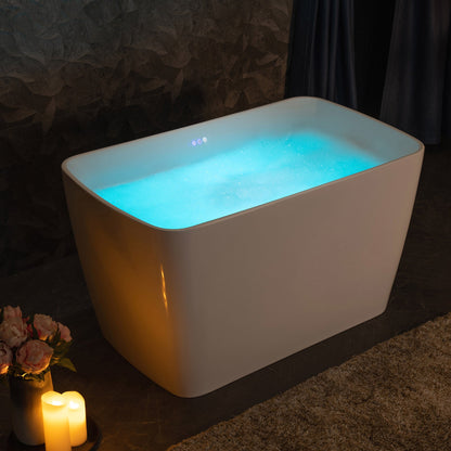 WOODBRIDGE 48" Acrylic Freestanding Rectangular Air Bath Bathtub with Pre-molded Seat