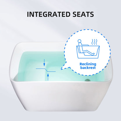 WOODBRIDGE 48" Acrylic Freestanding Rectangular Air Bath Bathtub with Pre-molded Seat