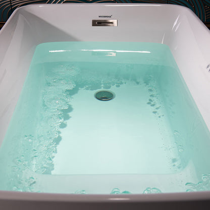 WOODBRIDGE 48" Acrylic Freestanding Rectangular Air Bath Bathtub with Pre-molded Seat