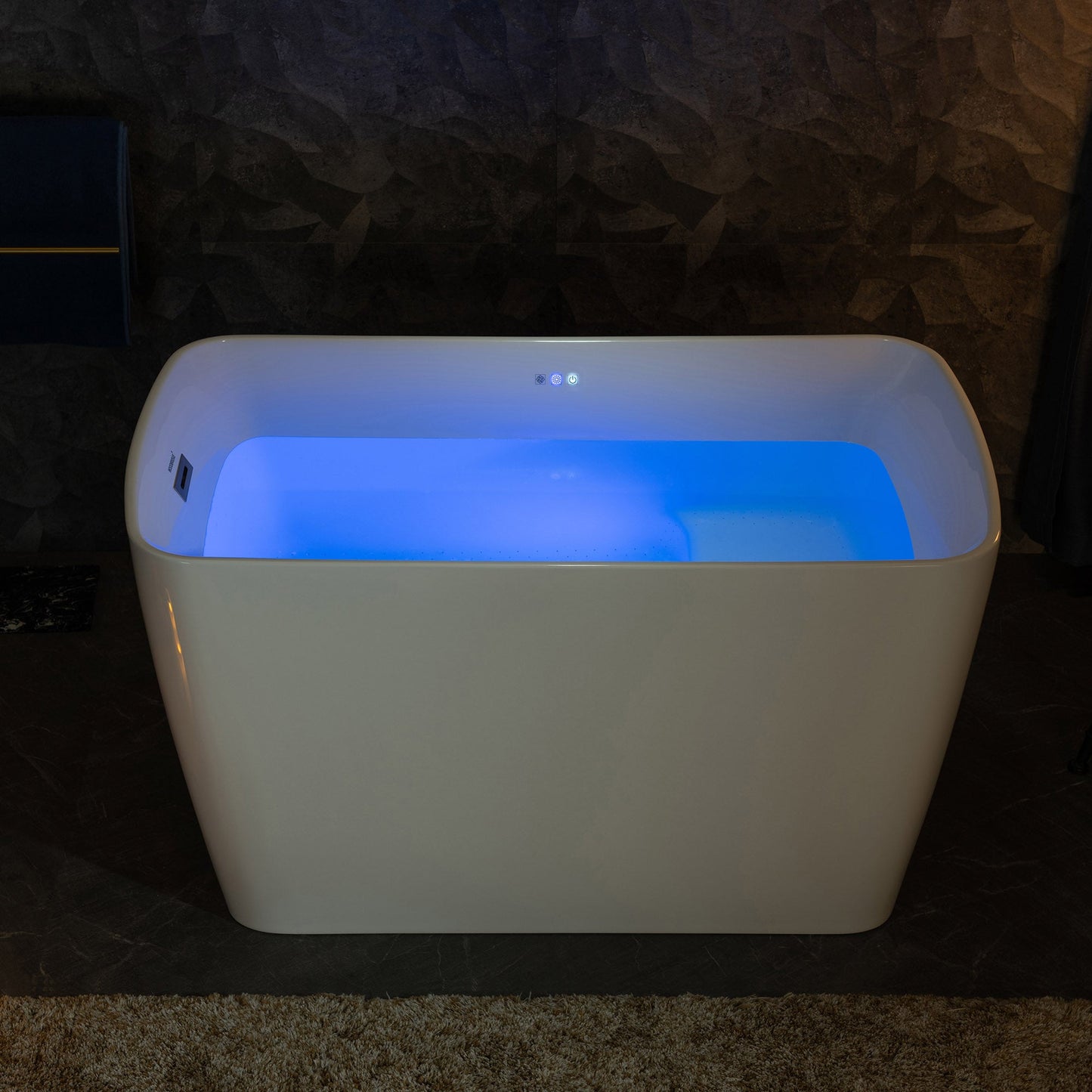 WOODBRIDGE 48" Acrylic Freestanding Rectangular Air Bath Bathtub with Pre-molded Seat