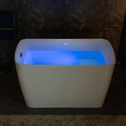 WOODBRIDGE 48" Acrylic Freestanding Rectangular Air Bath Bathtub with Pre-molded Seat