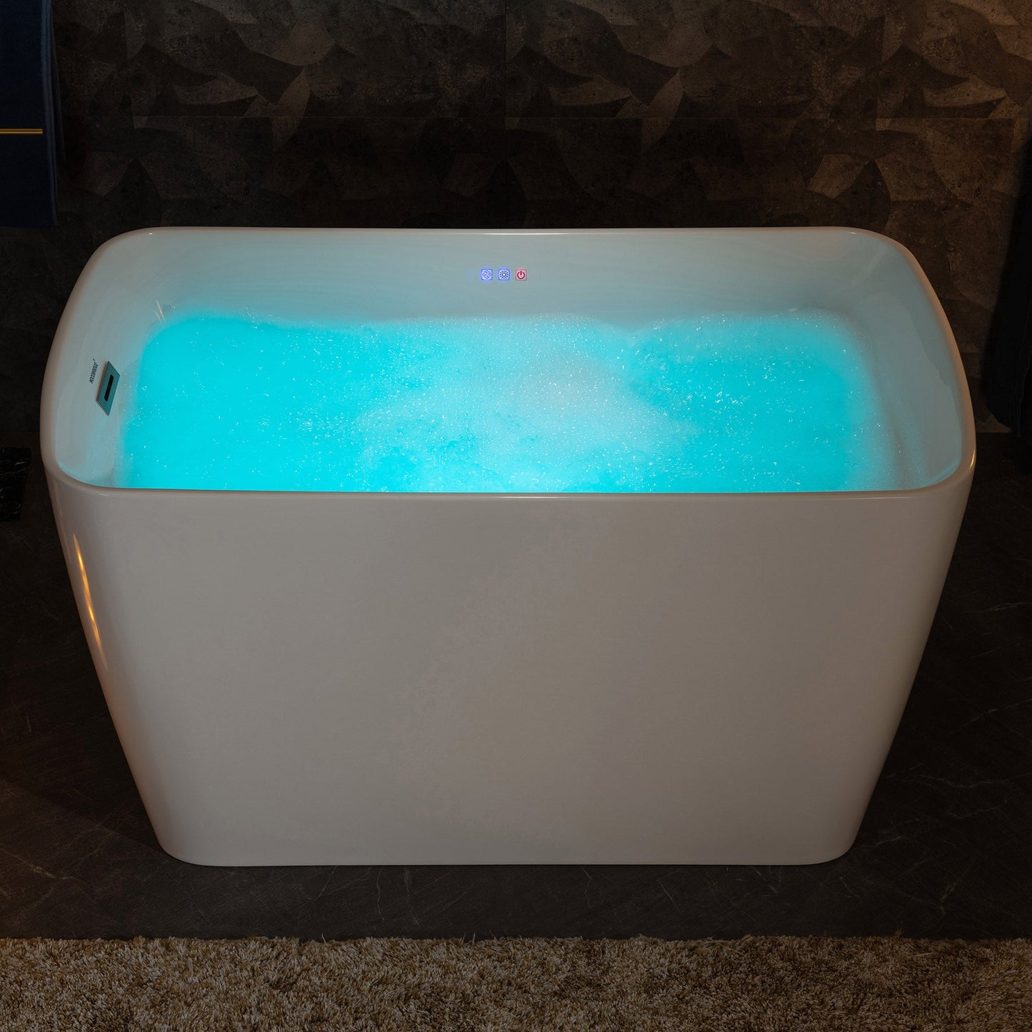 WOODBRIDGE 48" Acrylic Freestanding Rectangular Air Bath Bathtub with Pre-molded Seat