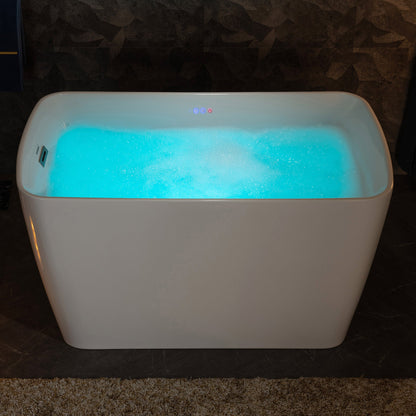 WOODBRIDGE 48" Acrylic Freestanding Rectangular Air Bath Bathtub with Pre-molded Seat