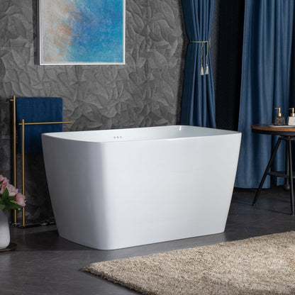 WOODBRIDGE 48" Acrylic Freestanding Rectangular Air Bath Bathtub with Pre-molded Seat
