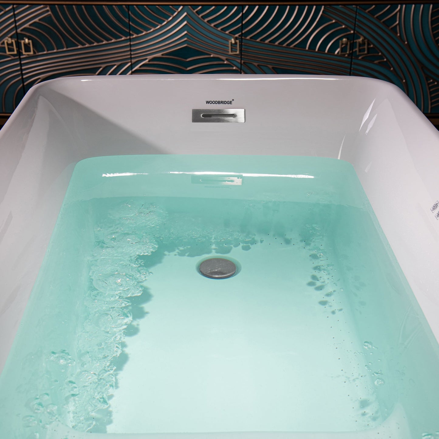 WOODBRIDGE 48" Acrylic Freestanding Rectangular Air Bath Bathtub with Pre-molded Seat