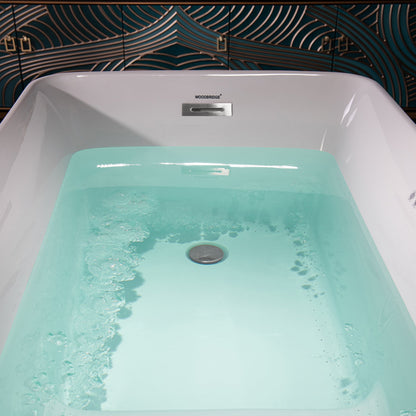 WOODBRIDGE 48" Acrylic Freestanding Rectangular Air Bath Bathtub with Pre-molded Seat