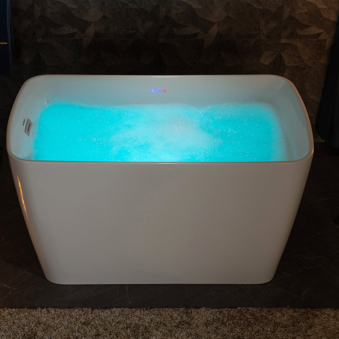 WOODBRIDGE 48" Acrylic Freestanding Rectangular Air Bath Bathtub with Pre-molded Seat
