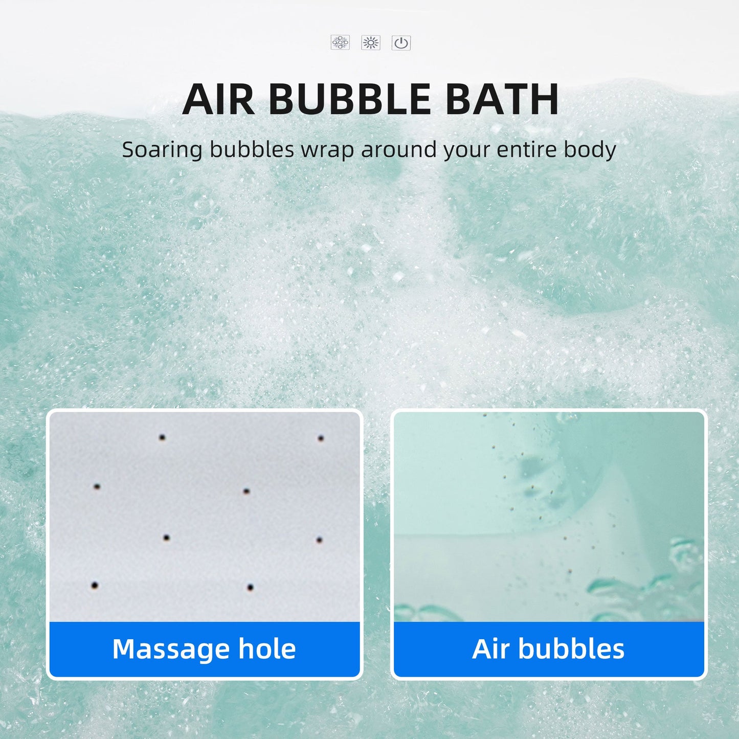 WOODBRIDGE 48" Acrylic Freestanding Rectangular Air Bath Bathtub with Pre-molded Seat