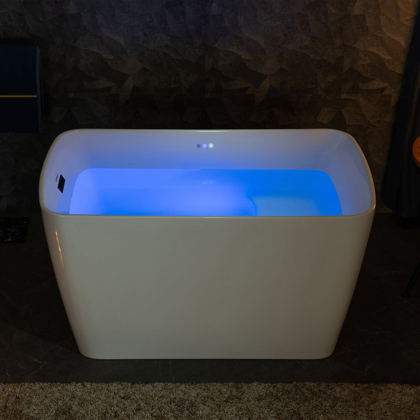 WOODBRIDGE 48" Acrylic Freestanding Rectangular Air Bath Bathtub with Pre-molded Seat