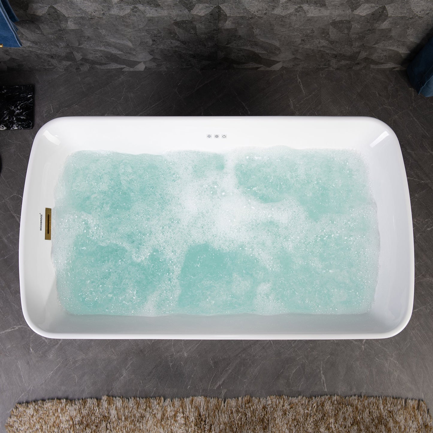 WOODBRIDGE 48" Acrylic Freestanding Rectangular Air Bath Bathtub with Pre-molded Seat