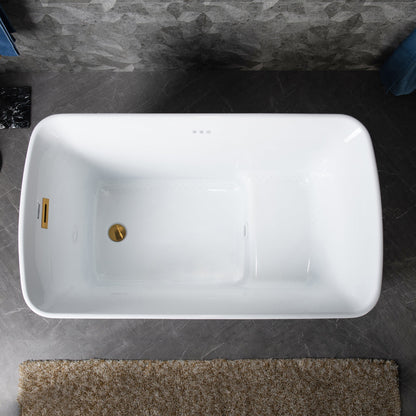 WOODBRIDGE 48" Acrylic Freestanding Rectangular Air Bath Bathtub with Pre-molded Seat
