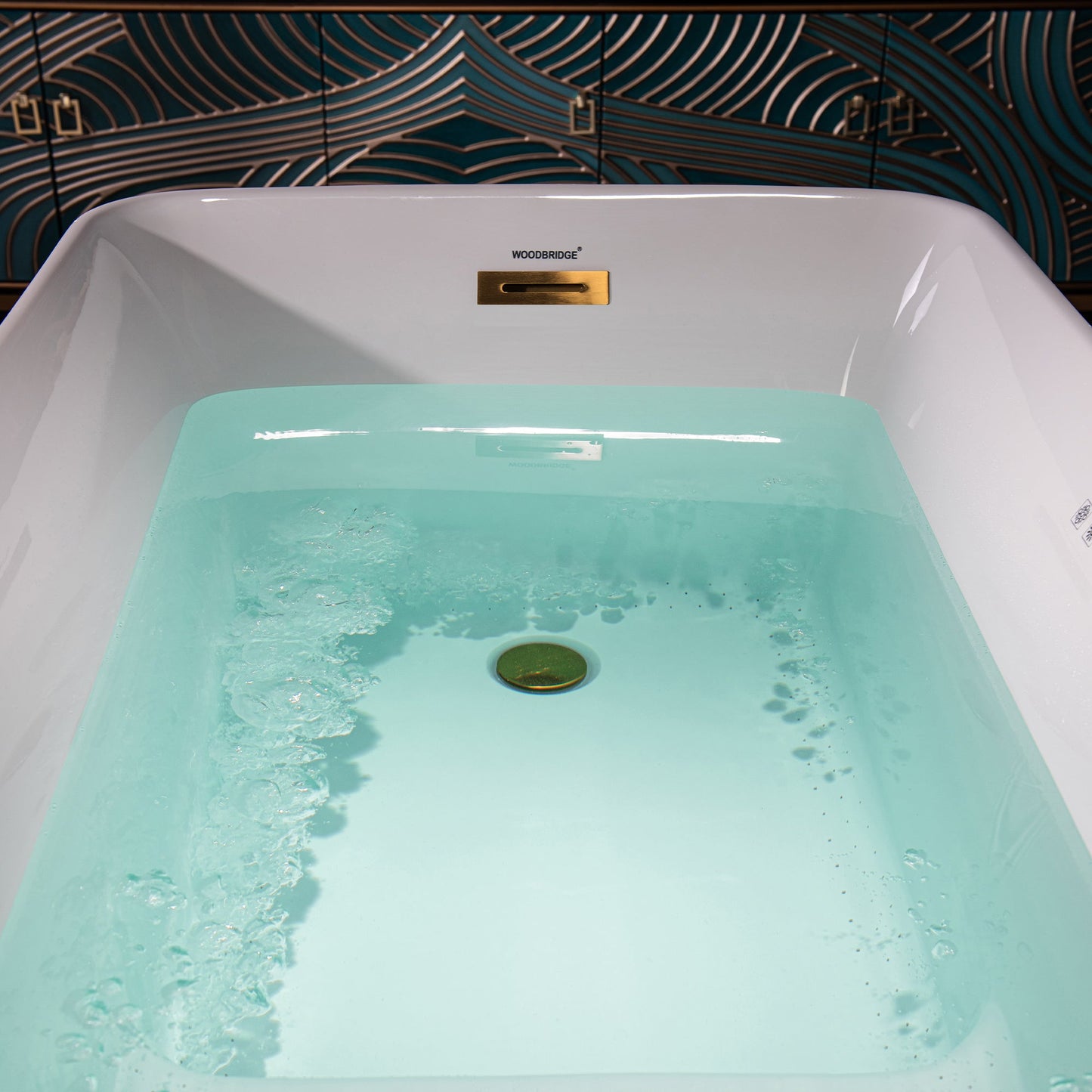 WOODBRIDGE 48" Acrylic Freestanding Rectangular Air Bath Bathtub with Pre-molded Seat