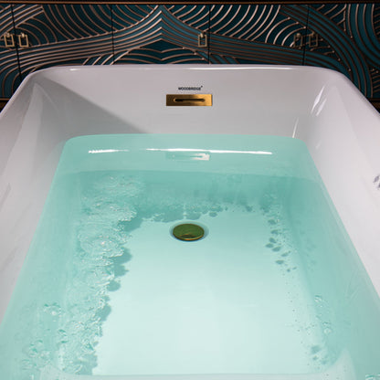 WOODBRIDGE 48" Acrylic Freestanding Rectangular Air Bath Bathtub with Pre-molded Seat