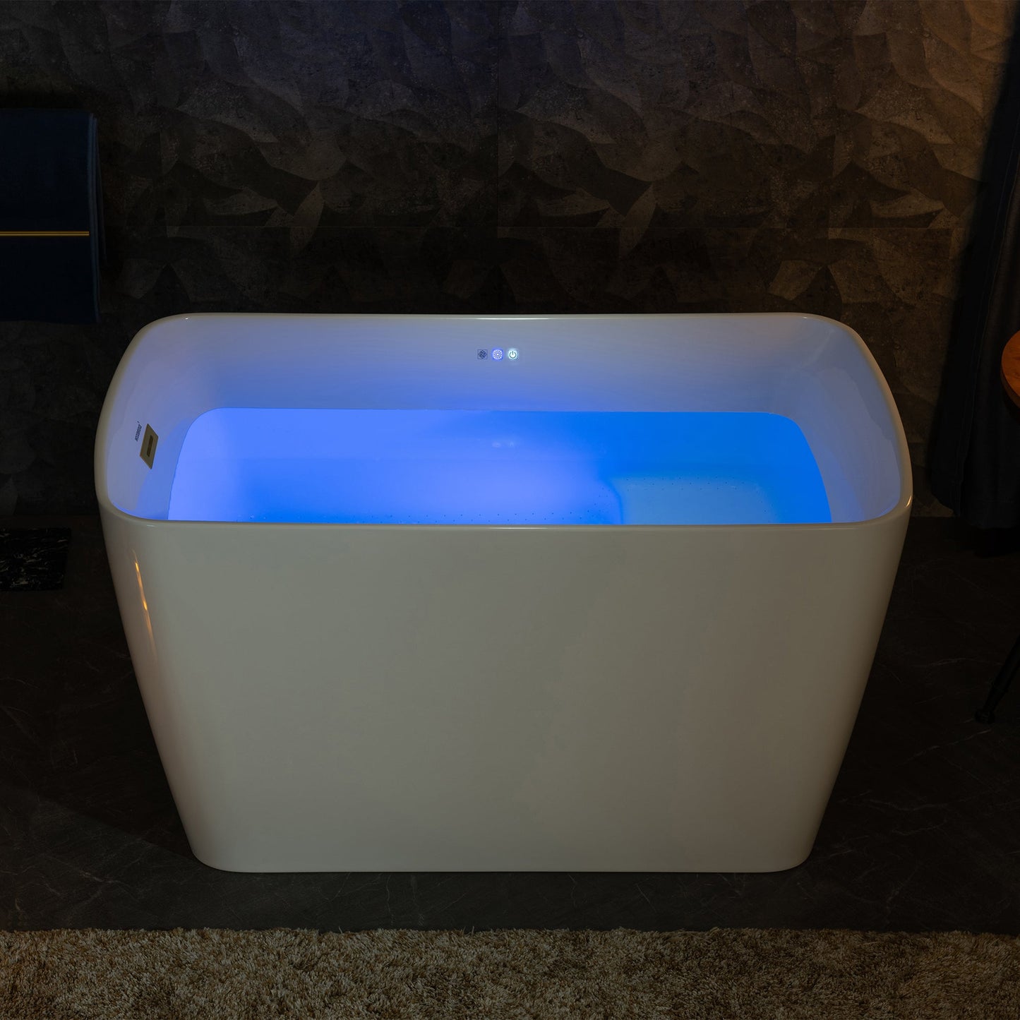 WOODBRIDGE 48" Acrylic Freestanding Rectangular Air Bath Bathtub with Pre-molded Seat
