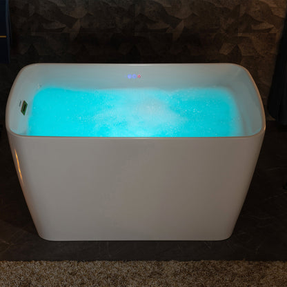WOODBRIDGE 48" Acrylic Freestanding Rectangular Air Bath Bathtub with Pre-molded Seat