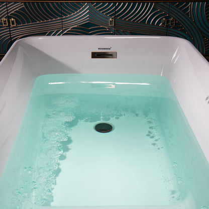 WOODBRIDGE 48" Acrylic Freestanding Rectangular Air Bath Bathtub with Pre-molded Seat