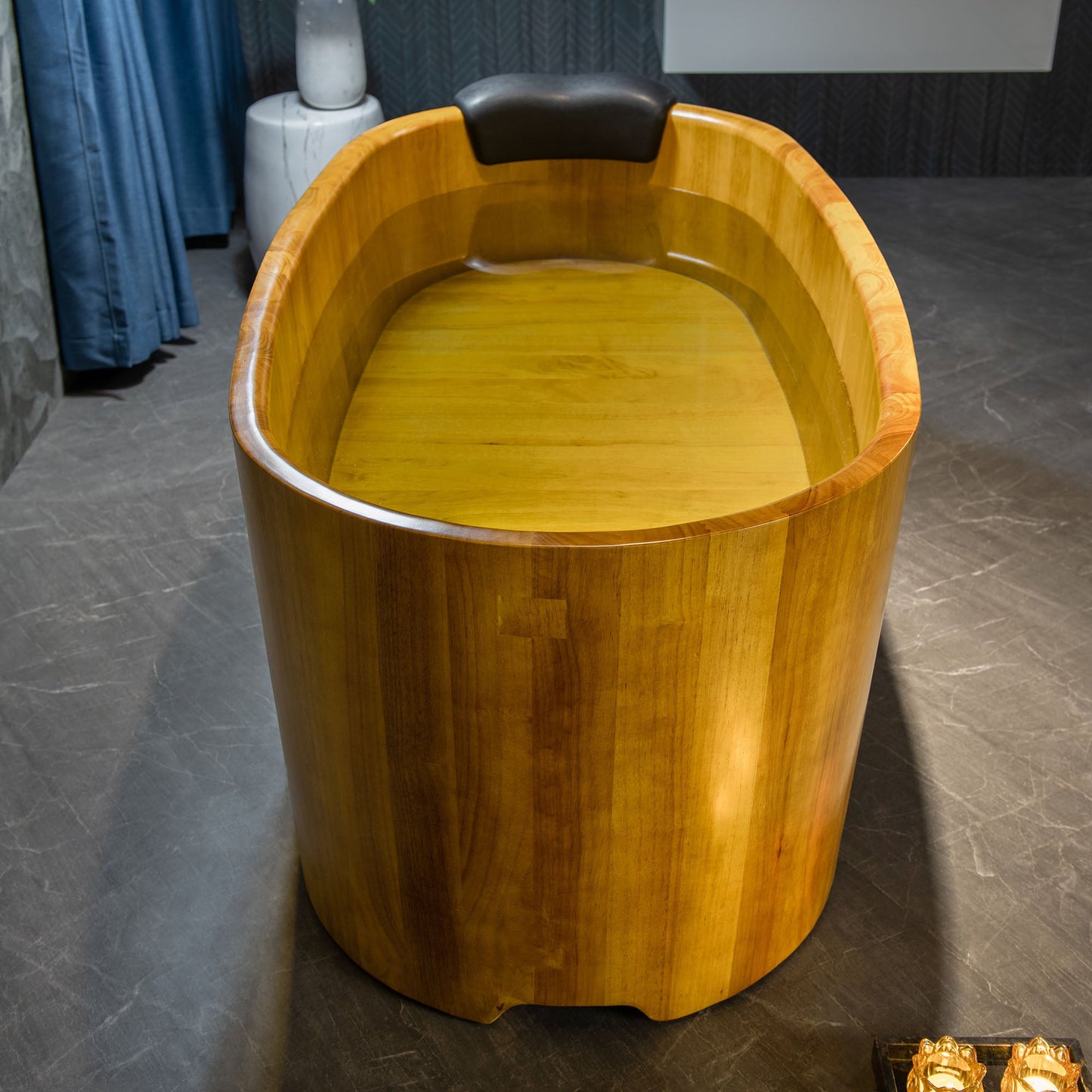 WOODBRIDGE 59" Freestanding Handcrafted Natural Wood Soaking Bathtub