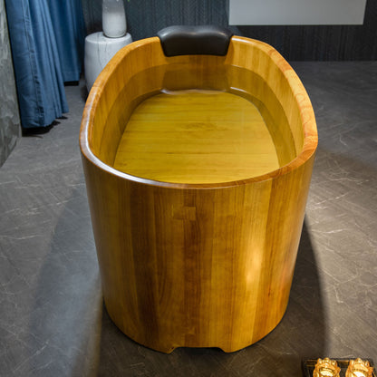 WOODBRIDGE 59" Freestanding Handcrafted Natural Wood Soaking Bathtub