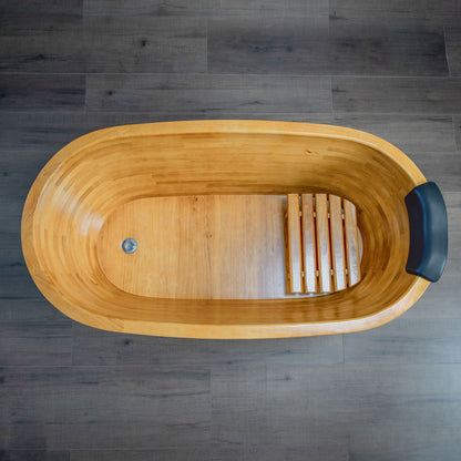 WOODBRIDGE 59" Freestanding Handcrafted Natural Wood Soaking Bathtub
