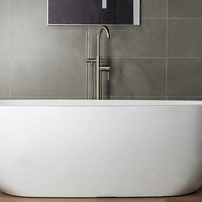 WOODBRIDGE F0001BNDR Contemporary Single Handle Floor Mount Freestanding Tub Filler Faucet with Hand shower
