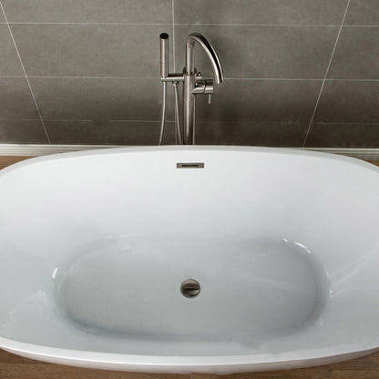 WOODBRIDGE F0001BNDR Contemporary Single Handle Floor Mount Freestanding Tub Filler Faucet with Hand shower