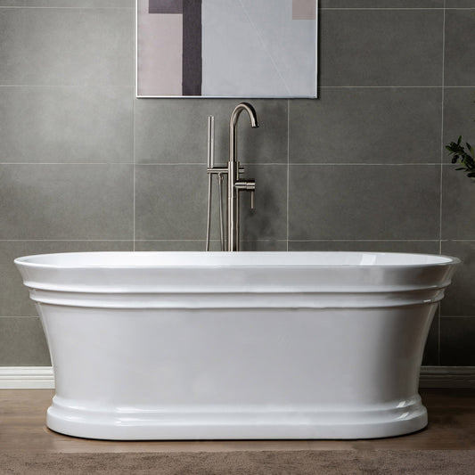 WOODBRIDGE F0001BNDR Contemporary Single Handle Floor Mount Freestanding Tub Filler Faucet with Hand shower