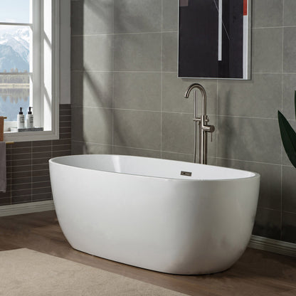 WOODBRIDGE F0001BNDR Contemporary Single Handle Floor Mount Freestanding Tub Filler Faucet with Hand shower