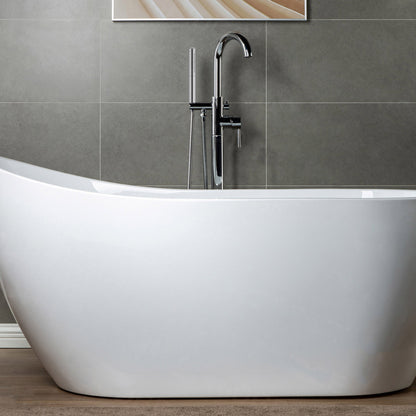 WOODBRIDGE F0001BNDR Contemporary Single Handle Floor Mount Freestanding Tub Filler Faucet with Hand shower