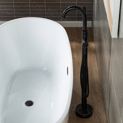 WOODBRIDGE F0001BNDR Contemporary Single Handle Floor Mount Freestanding Tub Filler Faucet with Hand shower