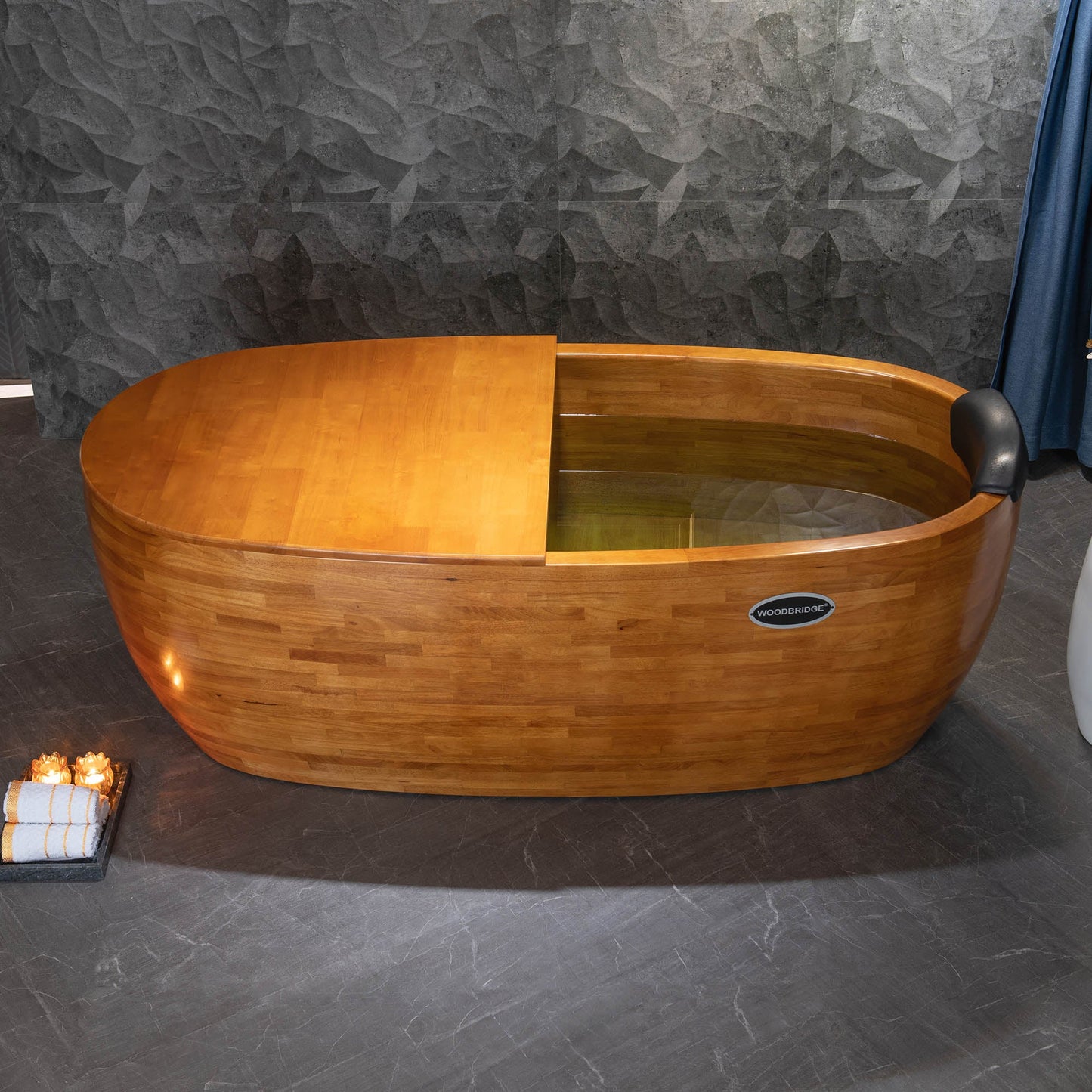 WOODBRIDGE 67" Freestanding Handcrafted Natural Wood Soaking Bathtub